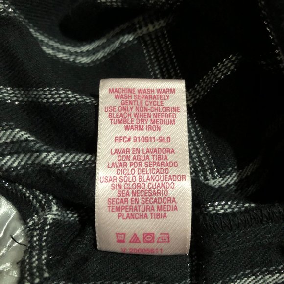 Vintage SecreTreasures Black Cotton Pajama Bottom w/ Glitter Silver Checks SZ M - Picture 8 of 8